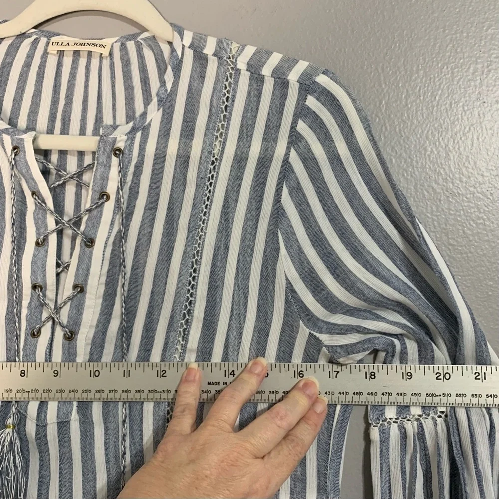 Ulla‎ Johnson Helena blue and white stripe boho dress. Size 4 - Picture 12 of 14